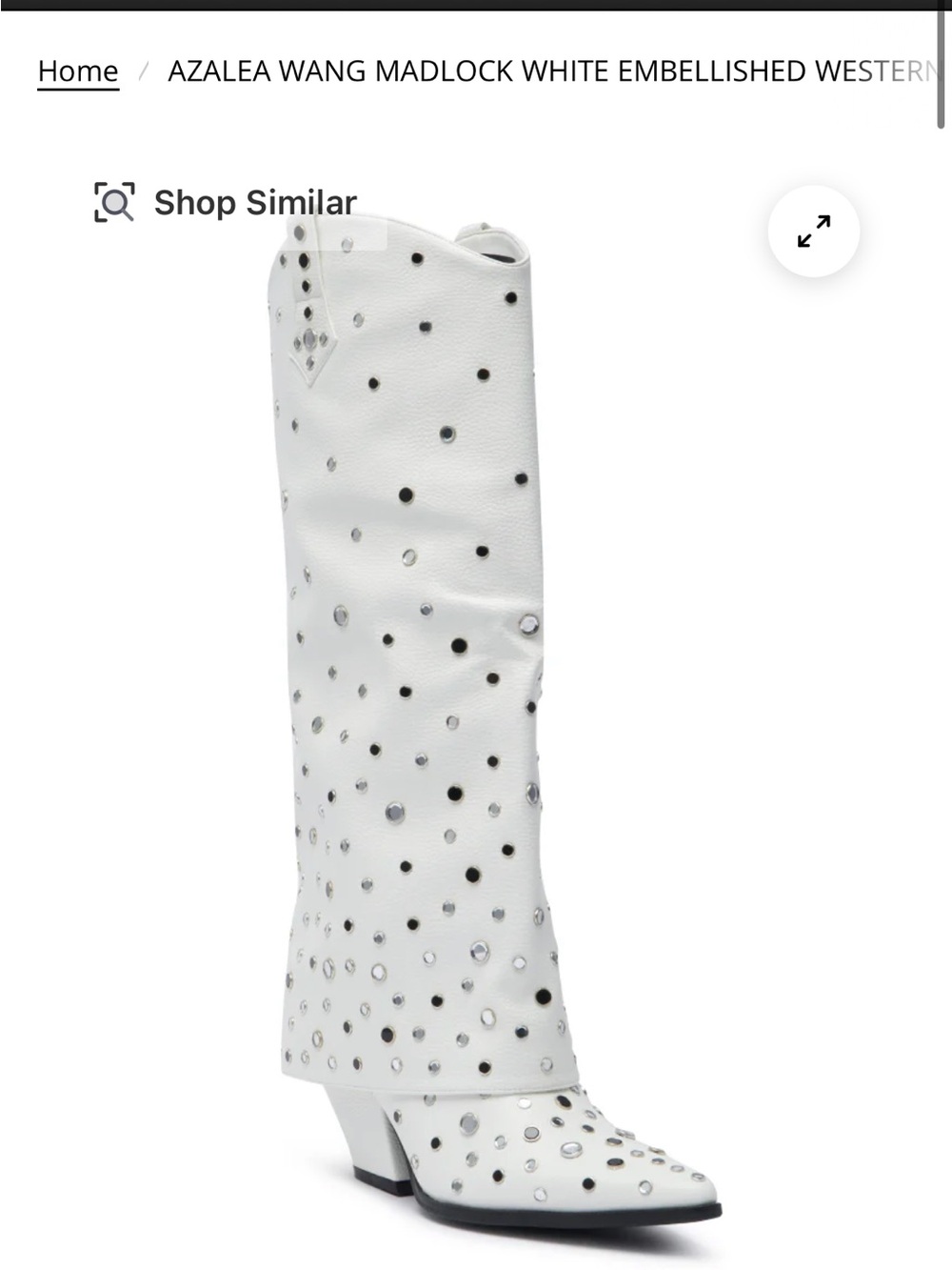 Azalea Wang White Embellished Western Knee-High Boot